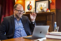Rev. Dan Smith leads a Bible study on Zoom