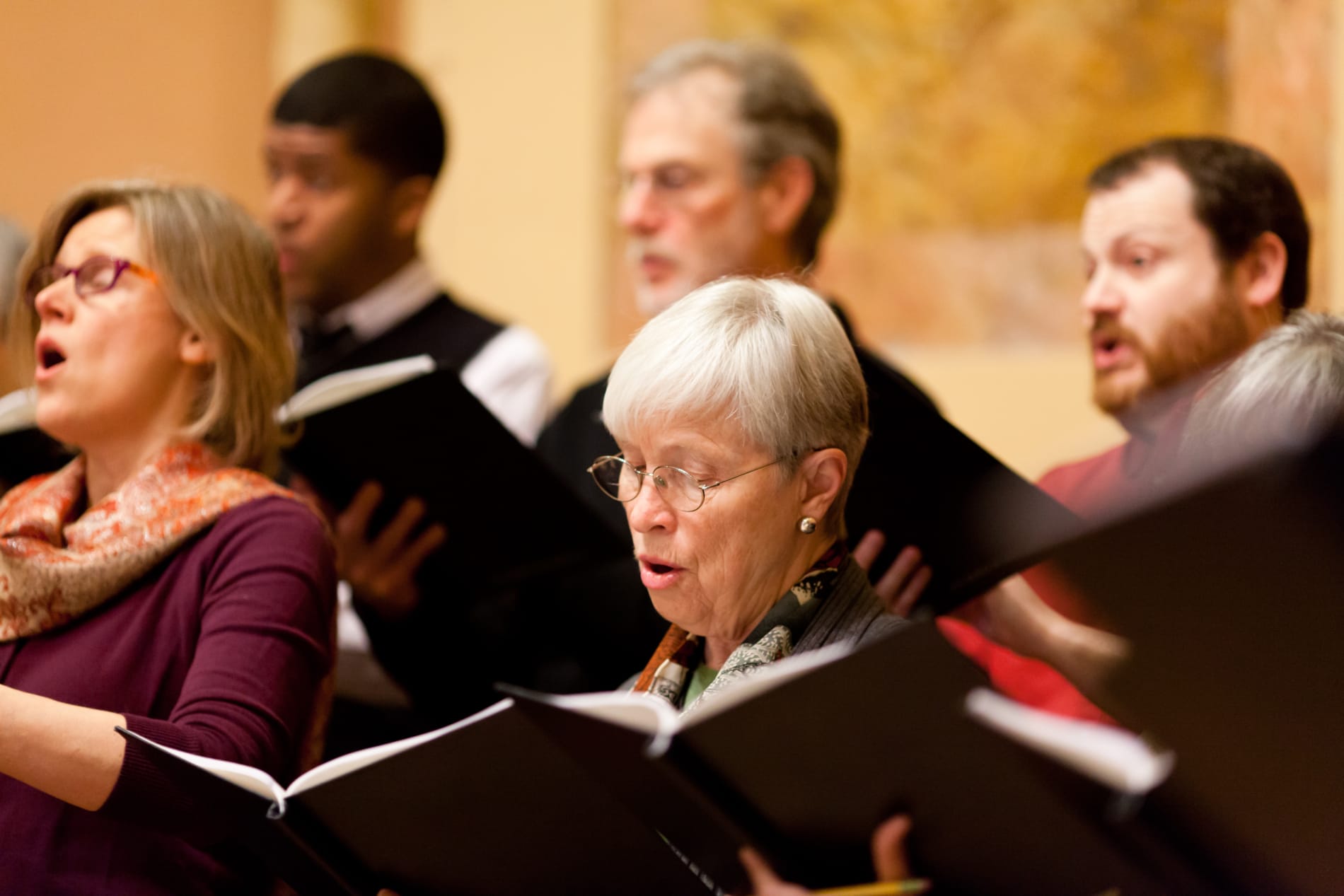 A mixed-voice choir sings during Sunday worship