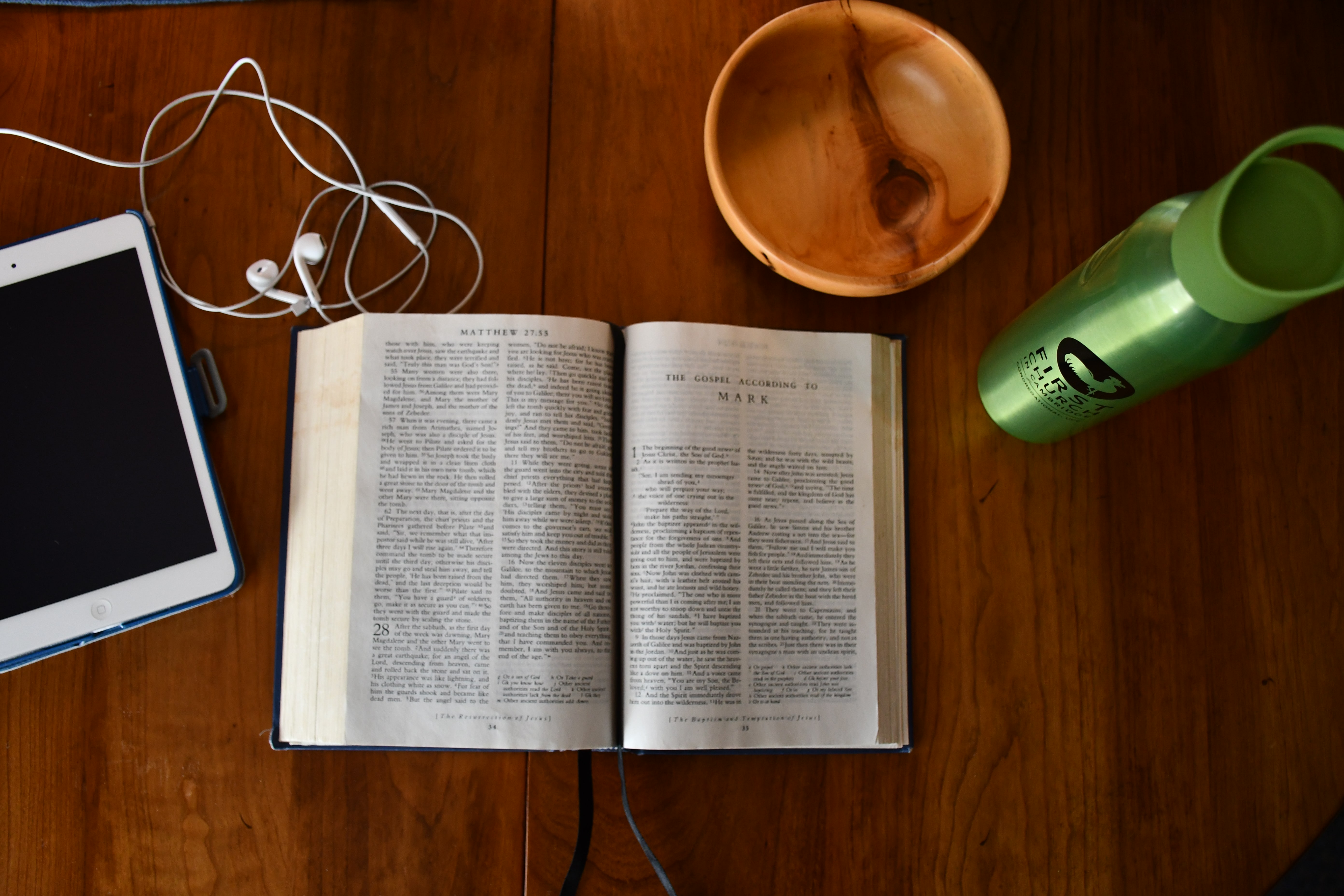 Weekly Drop-in Bible Study Image picture of a bible and ipad on a table