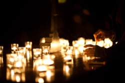 candles on a table at night