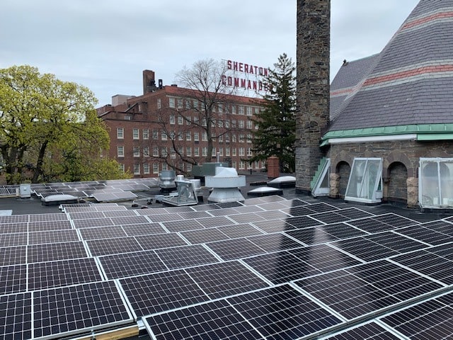 solar panels on a church roof