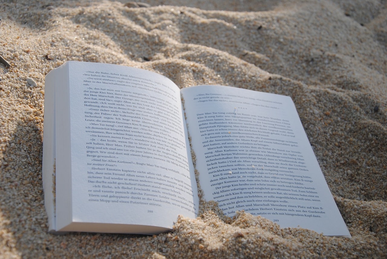 book at beach