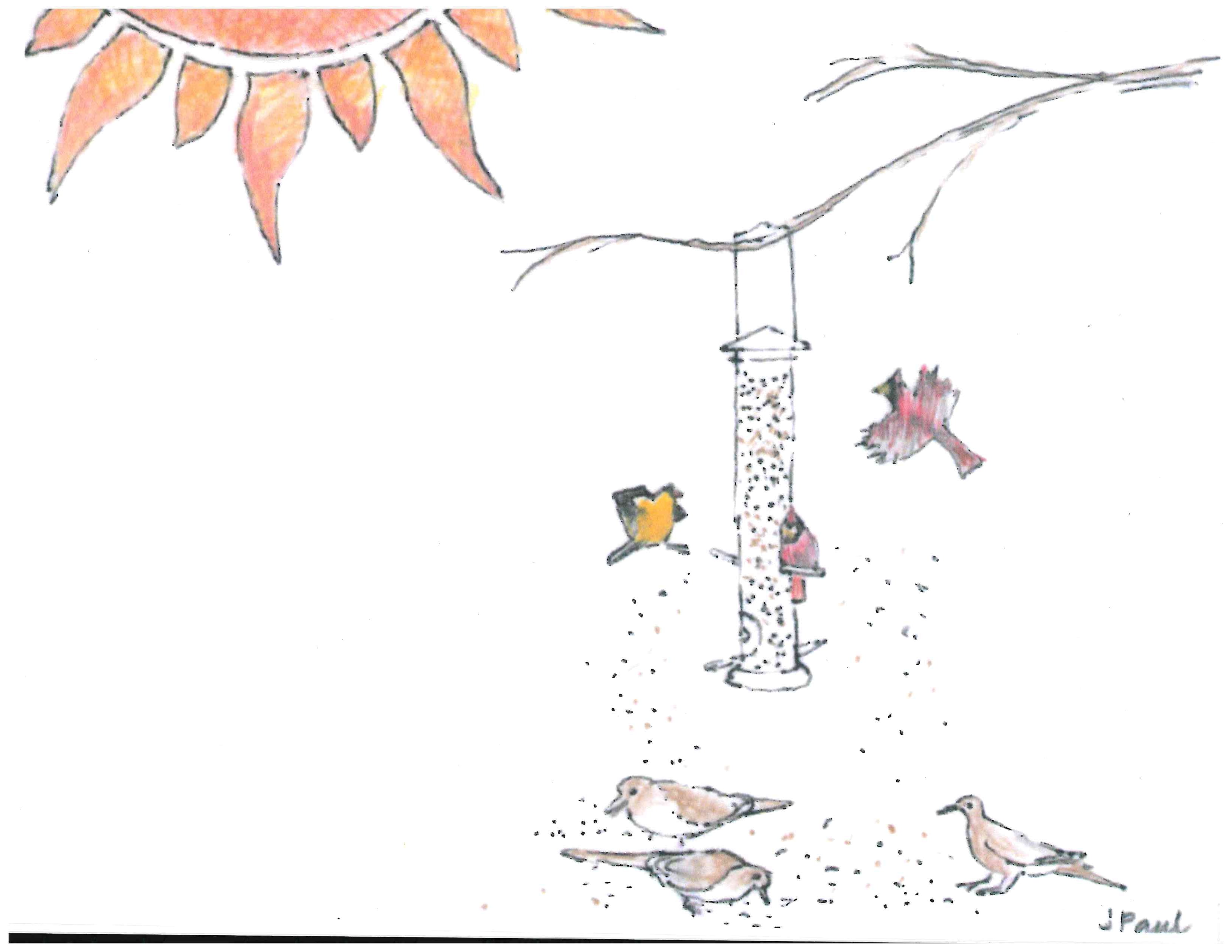Birds at Feeder, Bulletin Cover