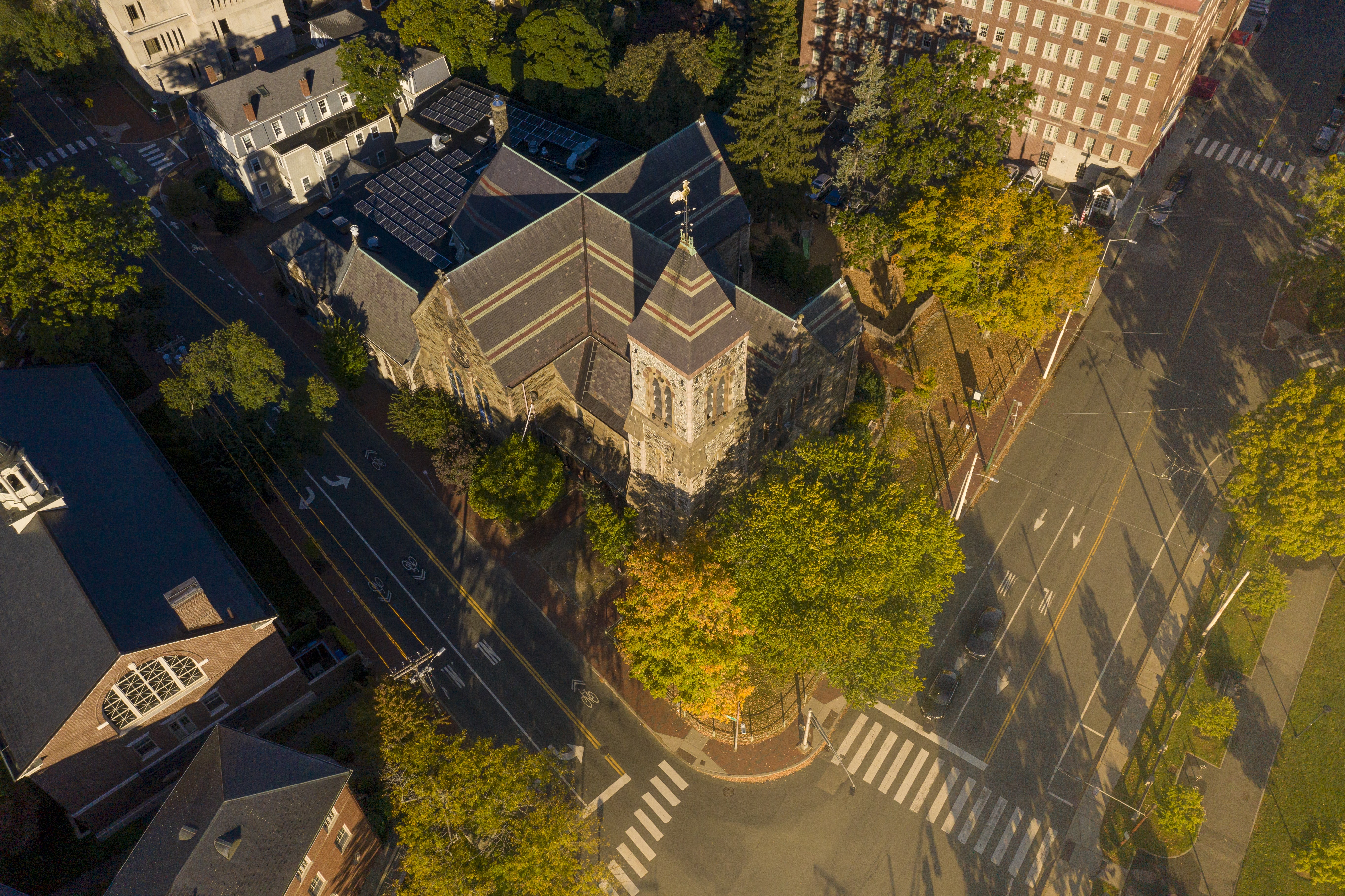 building, outdoors, drone image FCC from above