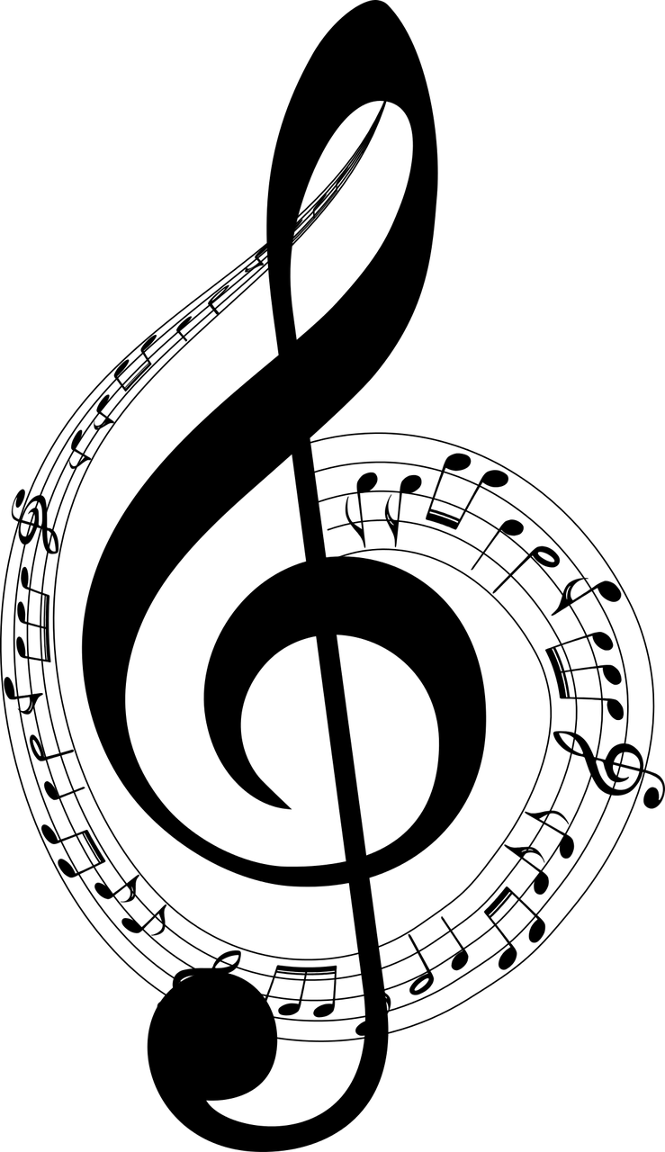 musical notes and clef