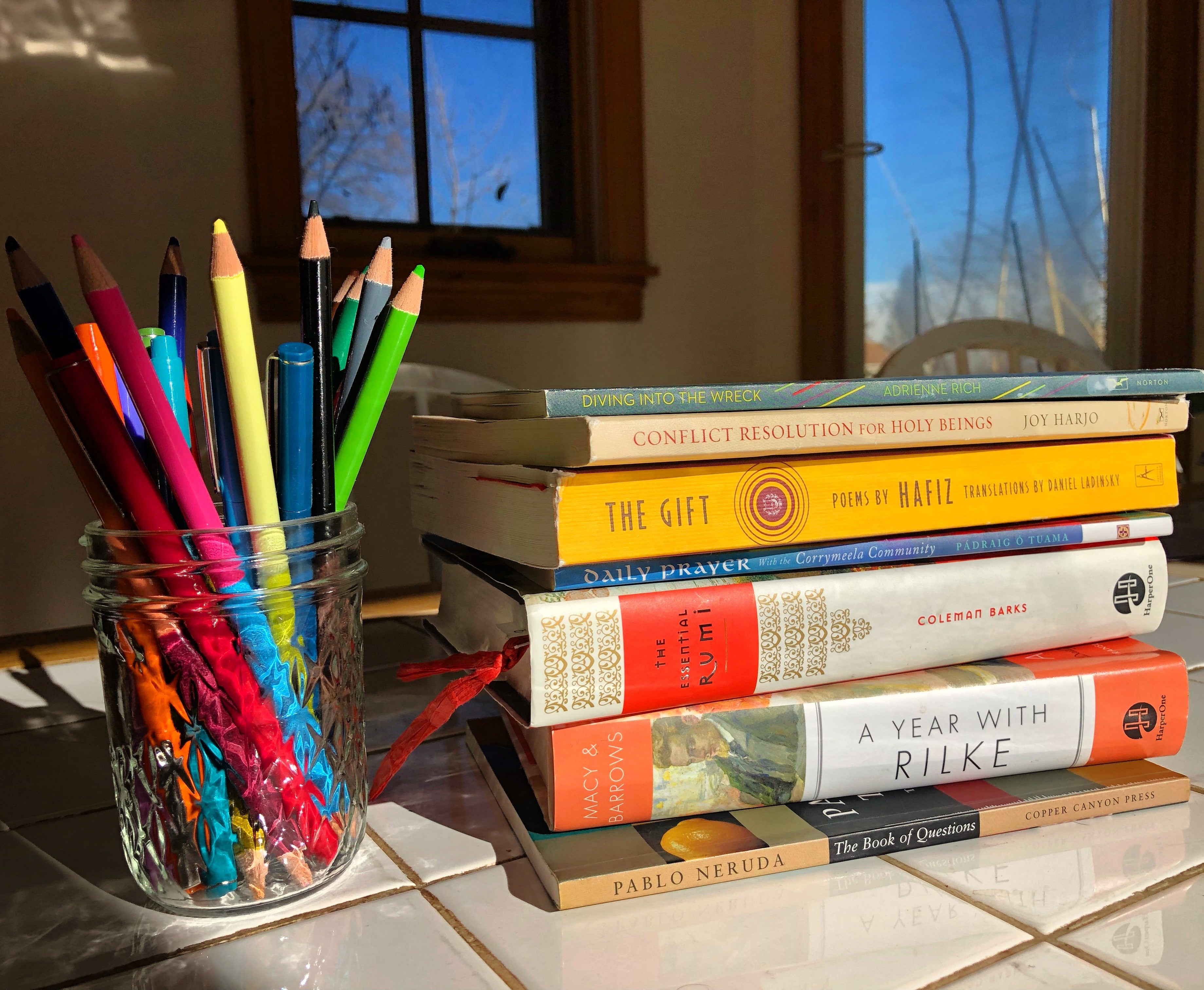 poetry books on counter
